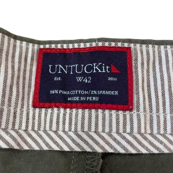 Untuckit Flat Front Shorts Men’s Size 42 Waist Hunter Green Golf Hiking - Picture 2 of 4